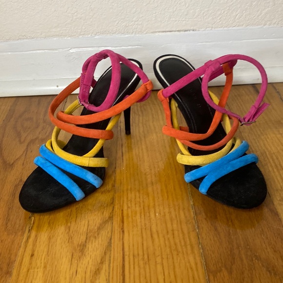 Zara Multicolor Suede Leather High Heel Sandals - Picture 4 of 8